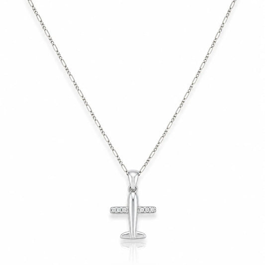 Collar avión de plata