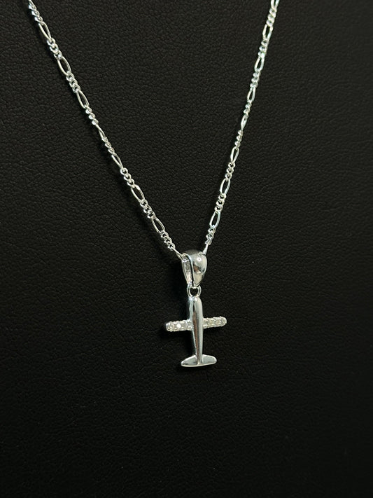 Collar avión de plata